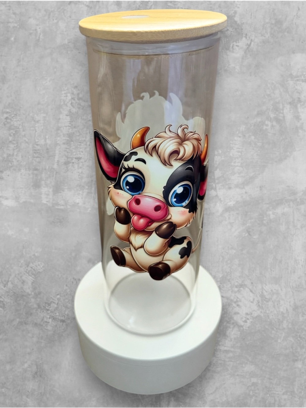 Highland cow glass cup